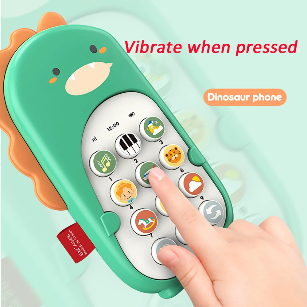 Baby Cartoon Dinosaur Music Mobile Phone Toy Soothe Sleeping Artifact Simulation Telephone Early Educational Toys Gifts For Kids 5