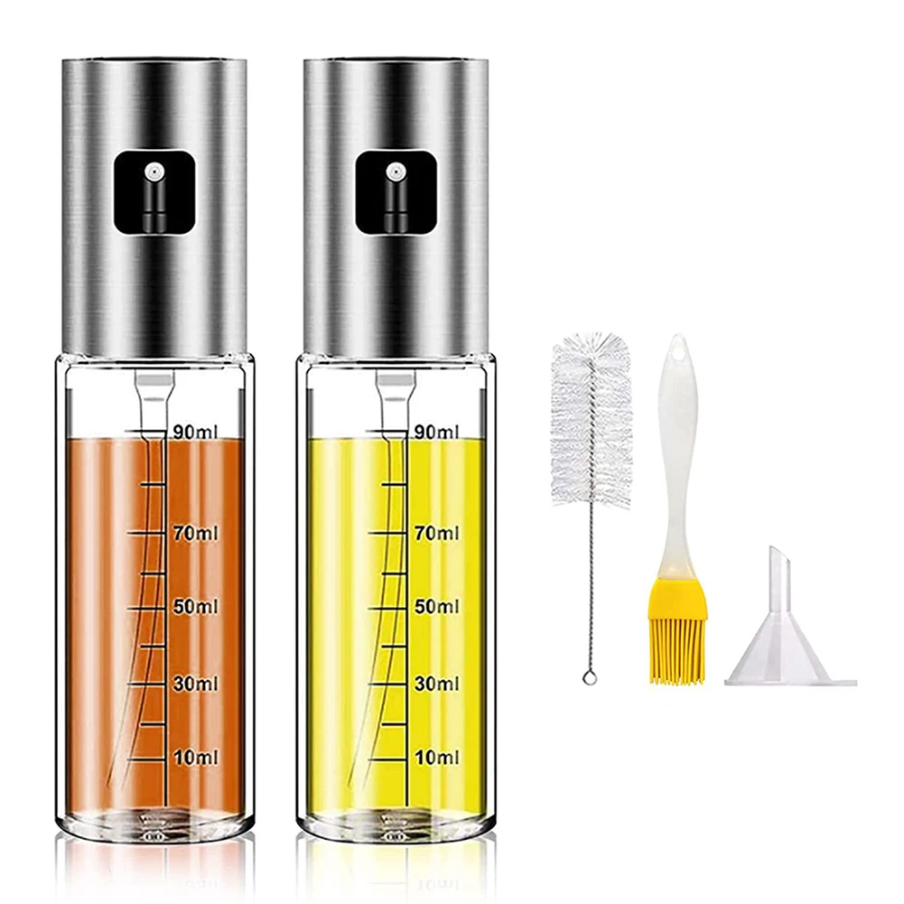 

Бутылка с распылителем для масла 2 шт., кисточка, воронка для распыления масла, для барбекю, бутылка с распылителем для оливкового масла, уксуса, соевого соуса, чайник для готовки и выпечки