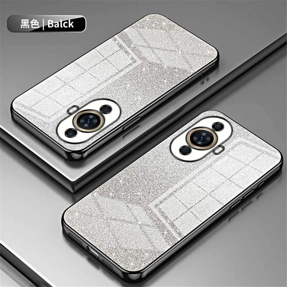 Gradient Glitter Plating Clear Shockproof Phone Case - Soft Silicone  Cover