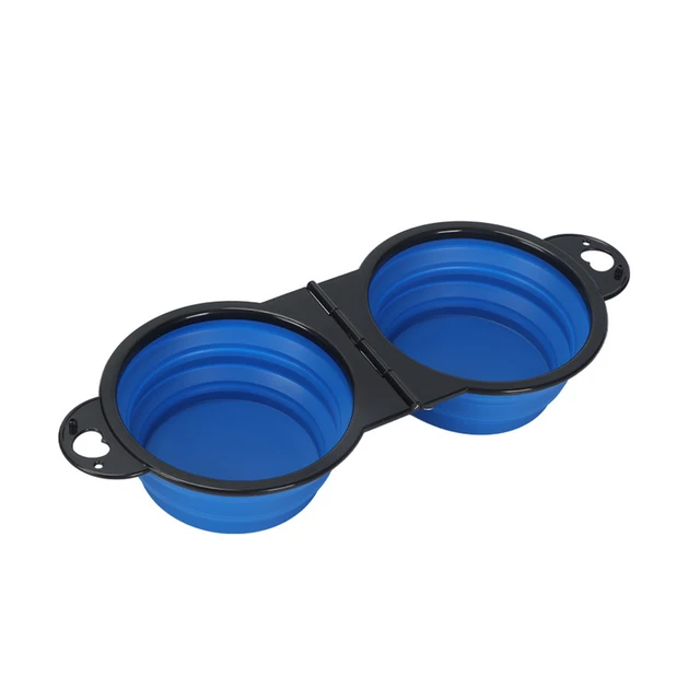 2-in-1 Foldable Dual Bowl Feeding Bowl Portable Outdoor Travel Dog Cat Drinking Bowl Pet Supplies Outdoor Feeding Water 1pc 6