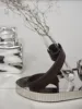 Modern Light Luxury Leather Slant Stand Flower Arrangement Glass Tube Container Vase for Room Decor Wedding Graduation Gifts 4