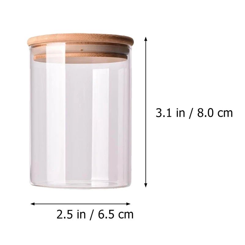 10Pcs Bamboo Wood Lid Glass Jar Airtight Canister Kitchen Storage Bottles Jars Food Container Tea Coffee Beans Candy Jar