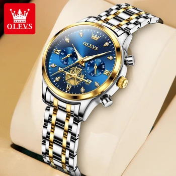 OLEVS 2897 Quartz Watch for Women Flywheel Design Diamonds Elegant Stainless steel Waterproof Chronograph Women's Watches NEW 1