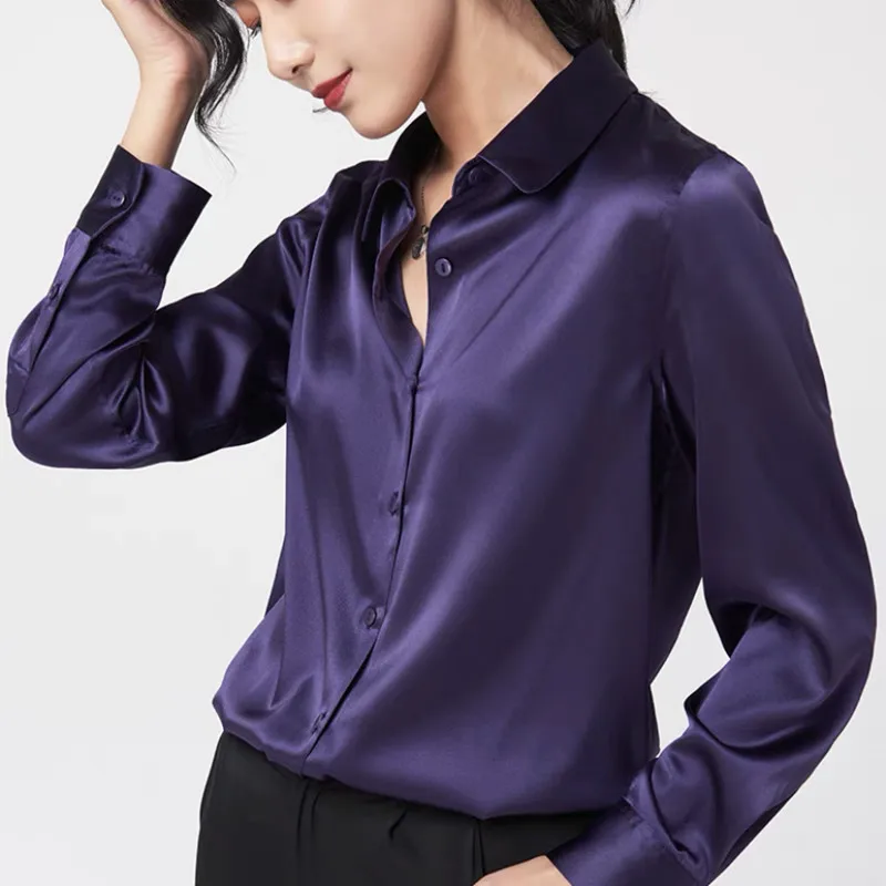 Office Lady Long Sleeve Polo Neck Plus Size Blouse Spring Autumn Loose Simplicity Vintage Shirts Fashion Korean Women Clothing