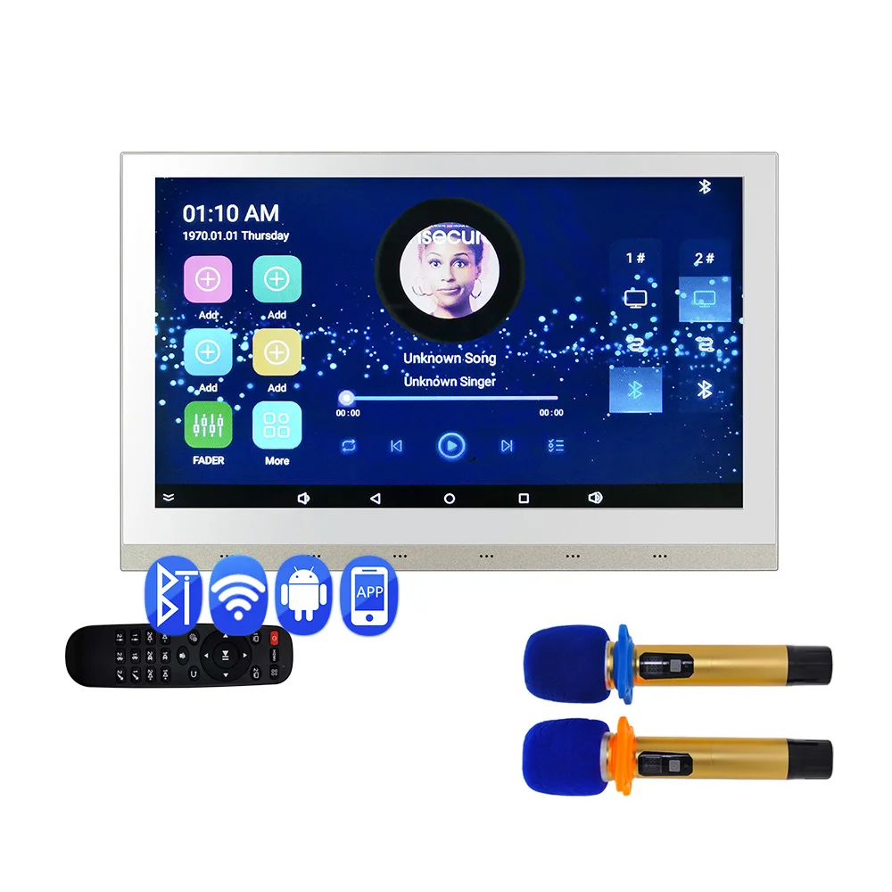 8 Channel Wireless Blue Tooth Wall Amplifier With Touch Screen Online Radio,USB,TF, For Smart Home Audio WIFI BT Amplifier