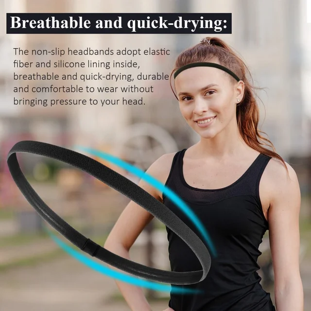 4PCS Unisex Sports Thin Headband Non-Slip Elastic Women Men Yoga Hair Bands Sweatband Football Running Biking Sports Hairband 2