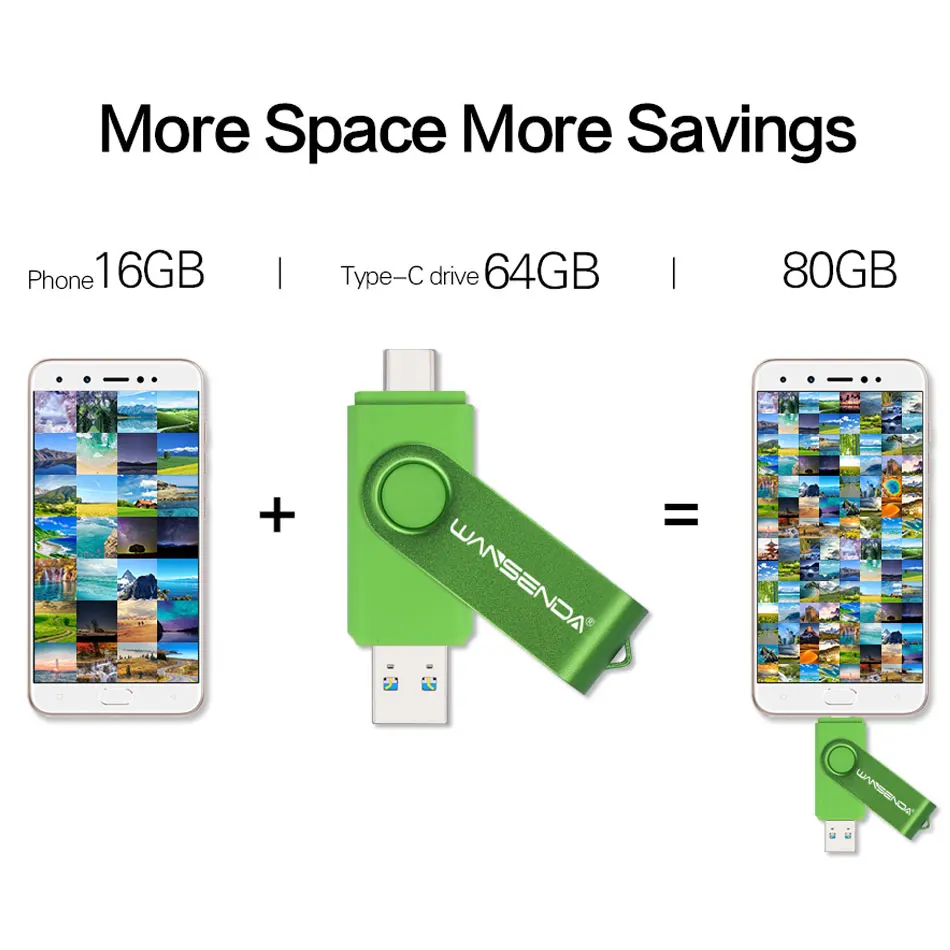 Wansenda-usb 3.0 tipo c Flash Drive Pen Drive Otg Stick Usb em Pendrive de Alta Velocidade 512gb 256gb 128gb 64gb 32gb 16gb Novo - Imagem 5
