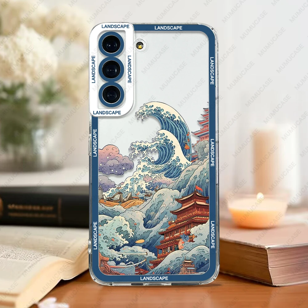 thumbnail image 1 of Funda suave para Samsung Galaxy S24, S20, S21 FE, S22 Plus, S23 Ultra, A22, A54, 5G, paisaje japonés, 1 of 5