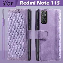 Premium Flip Leather Magnetic Wallet Phone Case - Elegant and Durable Cover for Redmi Note 11S (Style 1 Purple)
