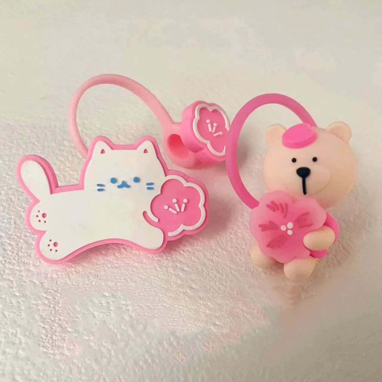 Cute Bear Straw Covers 1PC Cartoon Dust Plug Splash Proof Straw Cap for 7-8mm Drinking Water Cup straw cover