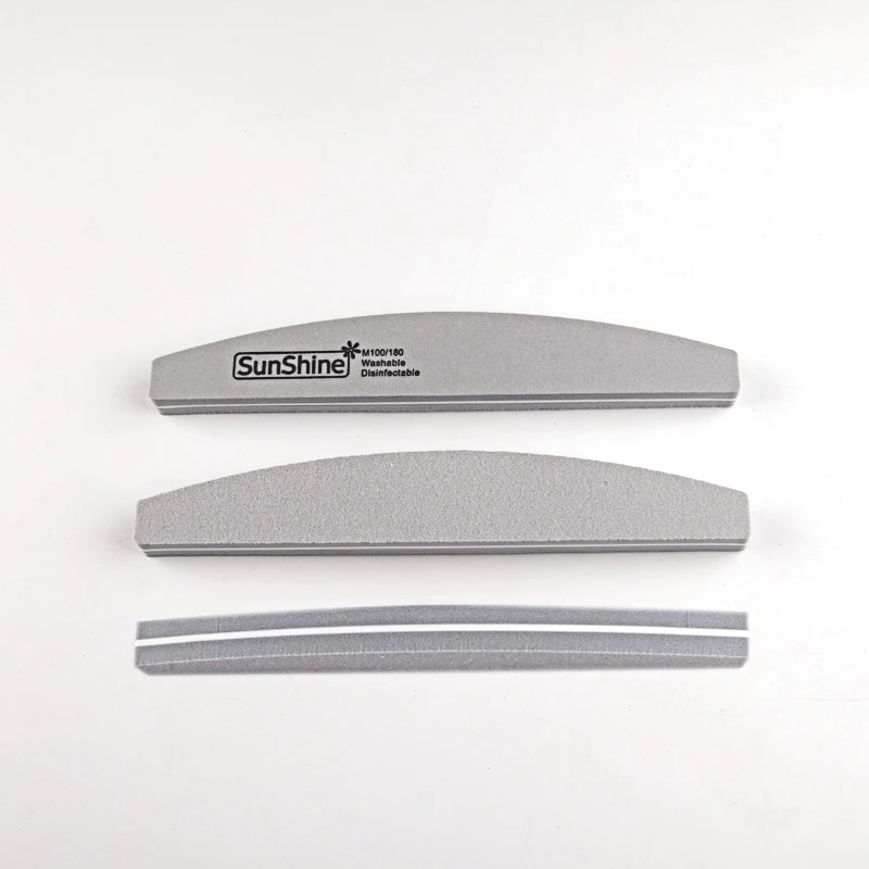 SunShine 10 개/몫 전문 네일 파일 스폰지 파일 하프 문 네일 버퍼 100/180 그릿 연마 그라인딩 매니큐어 네일 도구