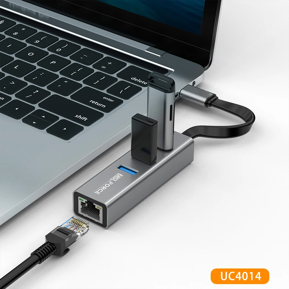 Hub Usb3.0 Compatto Con Design Adattatore Ethernet Da 1000Mbps Per Hub Compatibile Imac Pro , Macbook Air , Ipad Pro O Thunderbolt 3