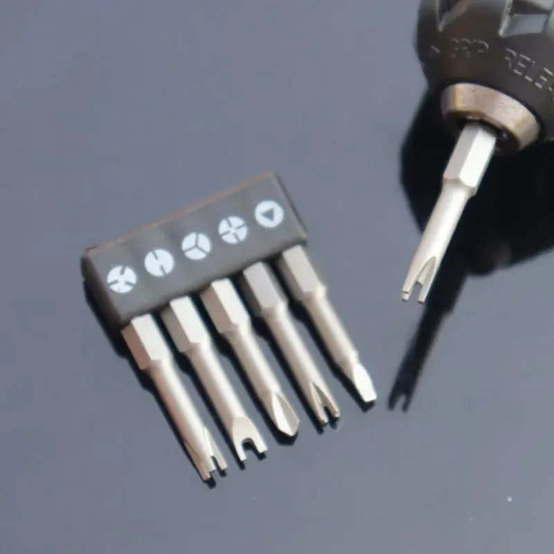 SenNan 5Pcs Special-shaped Screwdriver Set 50mm U-shaped Y-Type Triangle Inner Cross Three Points Screwdriver Bit Tool L-Wrench 3