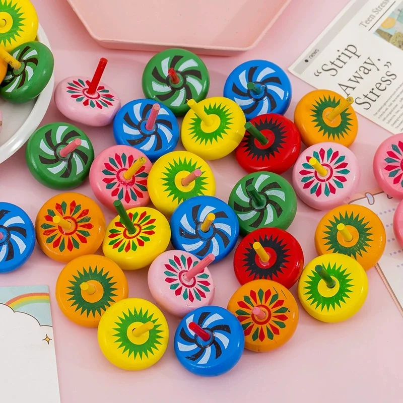 10-30Pcs Fun Wooden Spinning Tops for Children’s Party Gifts, Birthday Carnival Gift Souvenirs, Back-to-school Classroom Rewards - 4