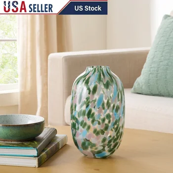 Handcrafted Green Glass Vase 1