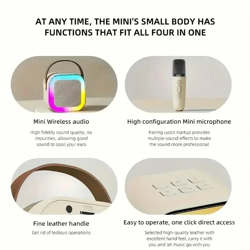 K12 Karaoke Machine Portable Bluetooth 5.3 PA Speaker System with 1-2 Wireless Microphones for Home, Family Singing, and Children’s Gifts 6
