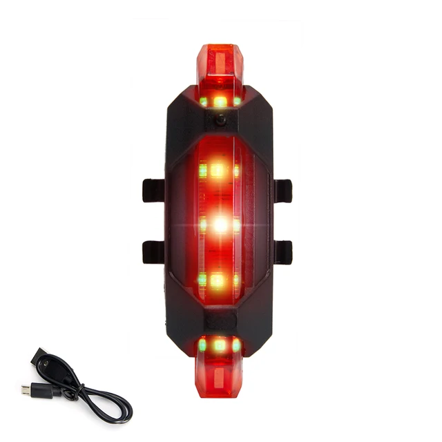USB Rechargeable Bike Light MTB Bicycle Front Back Rear Taillight Cycling Safety Warning Light Waterproof Bicycle Lamp Flashligh Only Rear Light-Red