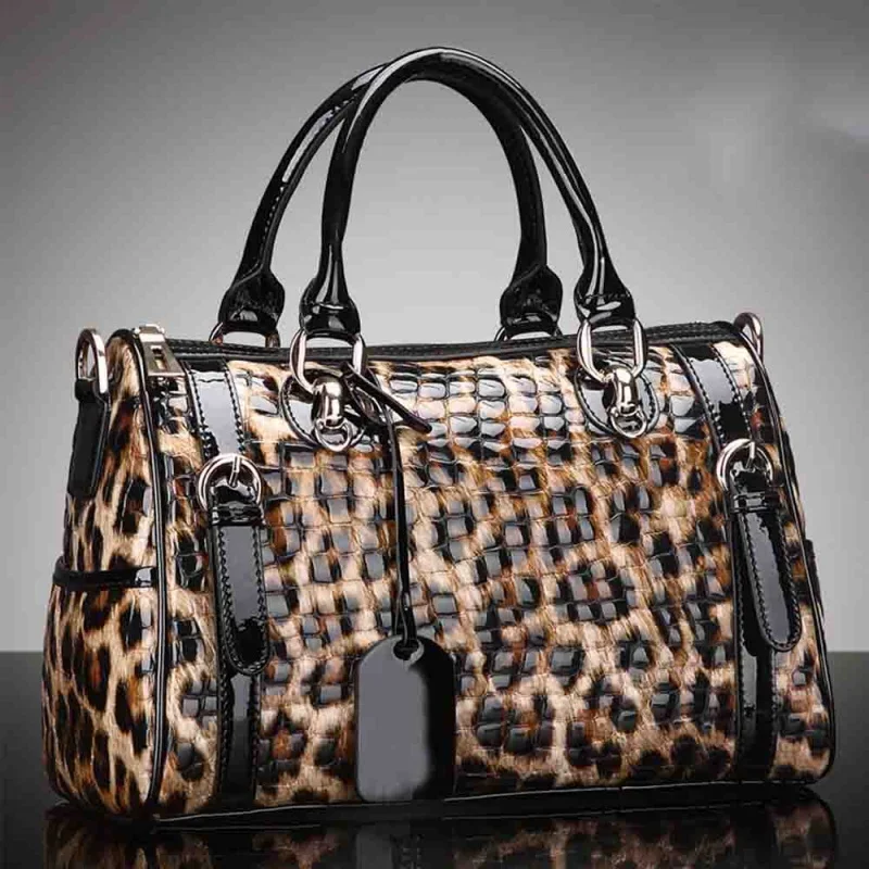 

Retro Leopard Print Women Bag Ladies Genuine Leather Shoulder Bags 2024 Luxury Shopping Handbags and Purses Big Boston Tote Bags