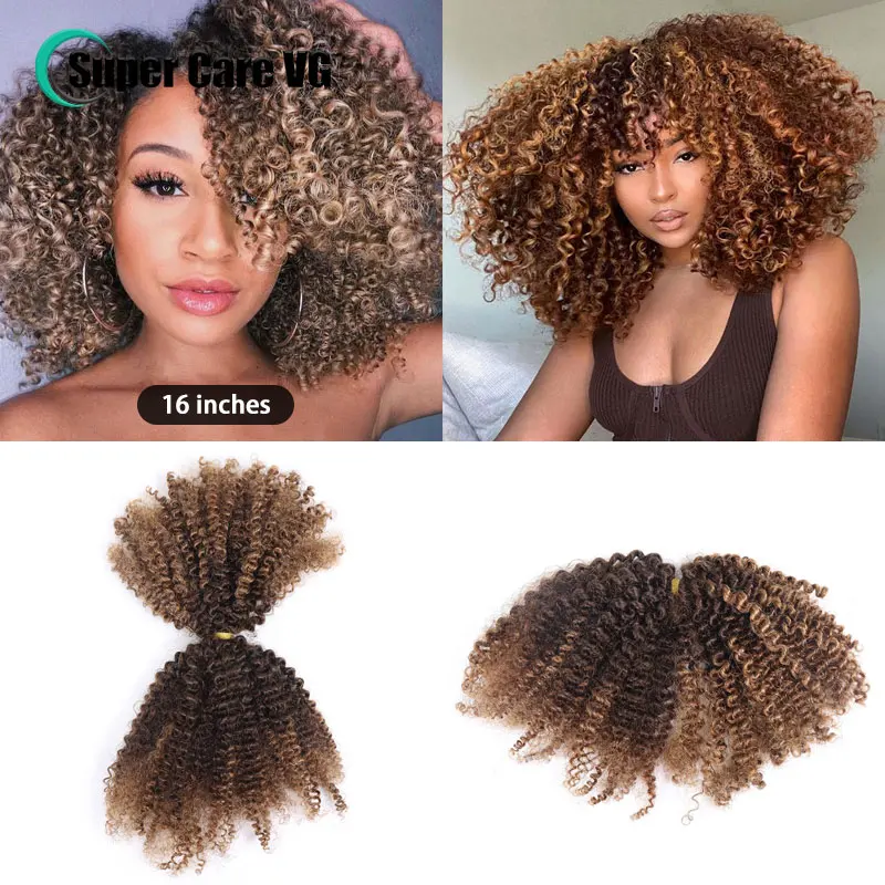 Human Hair Extensions Human Hair Bulk For Braiding 3B 3C Afro Kinky Curly Raw Brazilian Remy Crochet locs Bundles Wave 50G No Weft