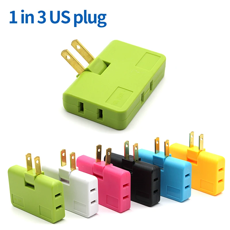 180&deg; Rotating American Standard Plug 1 In 3 Out Universal Convenient Travel Adapter Phone Charger USA Canada Colombia Mexico