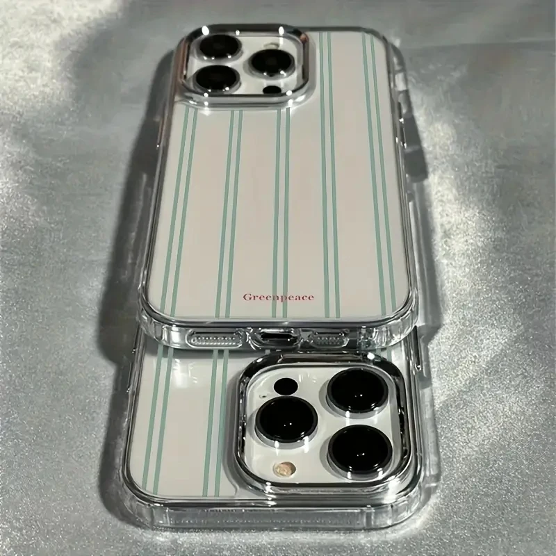 Vertical Green Stripes Clear Lens Frame Phone Case Cover