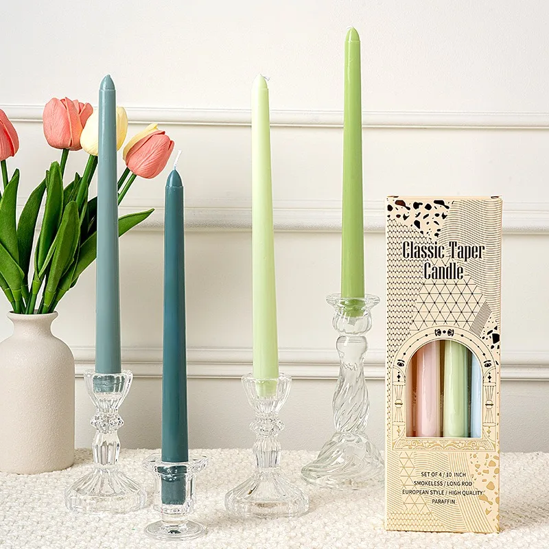 25CM 10-Inch Tapered Candles Colorful Long-Stem Candles for Weddings Banquets Romantic Ambience Elegant Event Table Centerpieces
