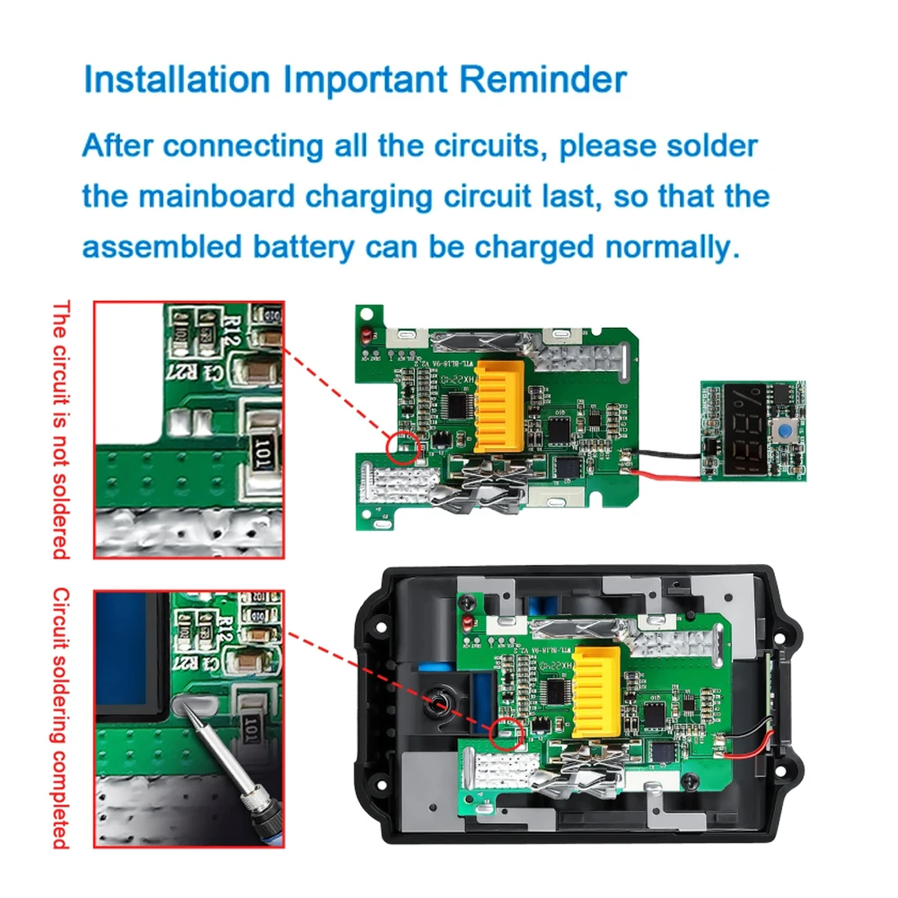 Caixa de Bateria para Makita 18v Faça Você Mesmo 6.0ah Escudo Caixa com Bms Pcb Placa de Carregamento Proteção Poderia Instalar 15 Baterias Bl1890 9.0ah - Image 2