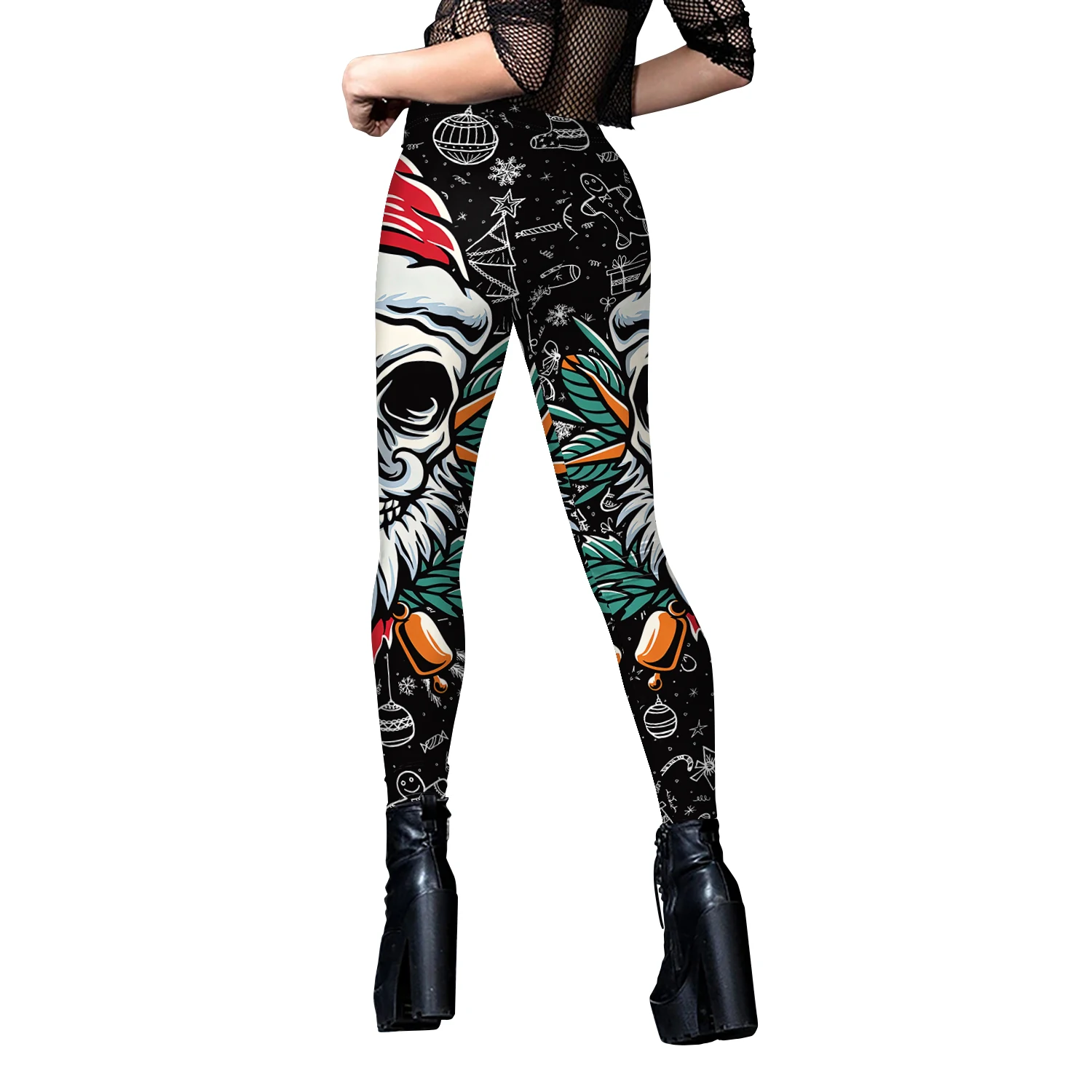 Leggings Santa Claus 3D Print Tights Pants Women Elastic Sexy Trousers Mid Waist Casual Streetwear Merry Christmas Holiday Gift