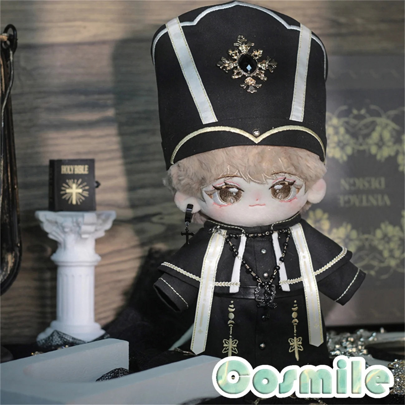 

Распятие без атрибутов, черный готический священник, семейный костюм, 20 см, плюшевая кукла, одежда, аксессуары для кукол Hailan FS Июль