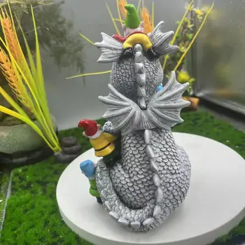 Dragon Gnome Statues Dragon Figurines Resin Animal Dragon Statues Outdoor Statue Gnome Garden Decor Spring Decorations For home 4