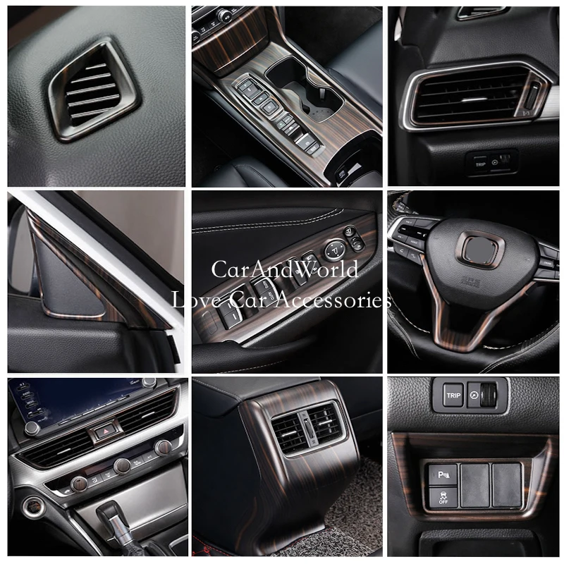 

Peach Wood Interior Air Condition Vent Window Lift Switch Gear Shift Cover Trims Car Accessories For Honda Accord 10th 2018-2022