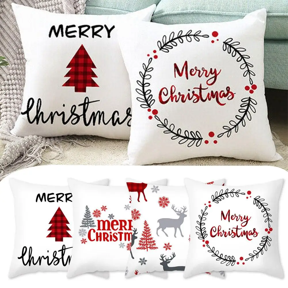 

45cm*45cm Christmas Peach Skin Plush Pillow Cover Sofa Throw Home Decorations Pillowcase Cover Cover Pillow Cushion O2W6