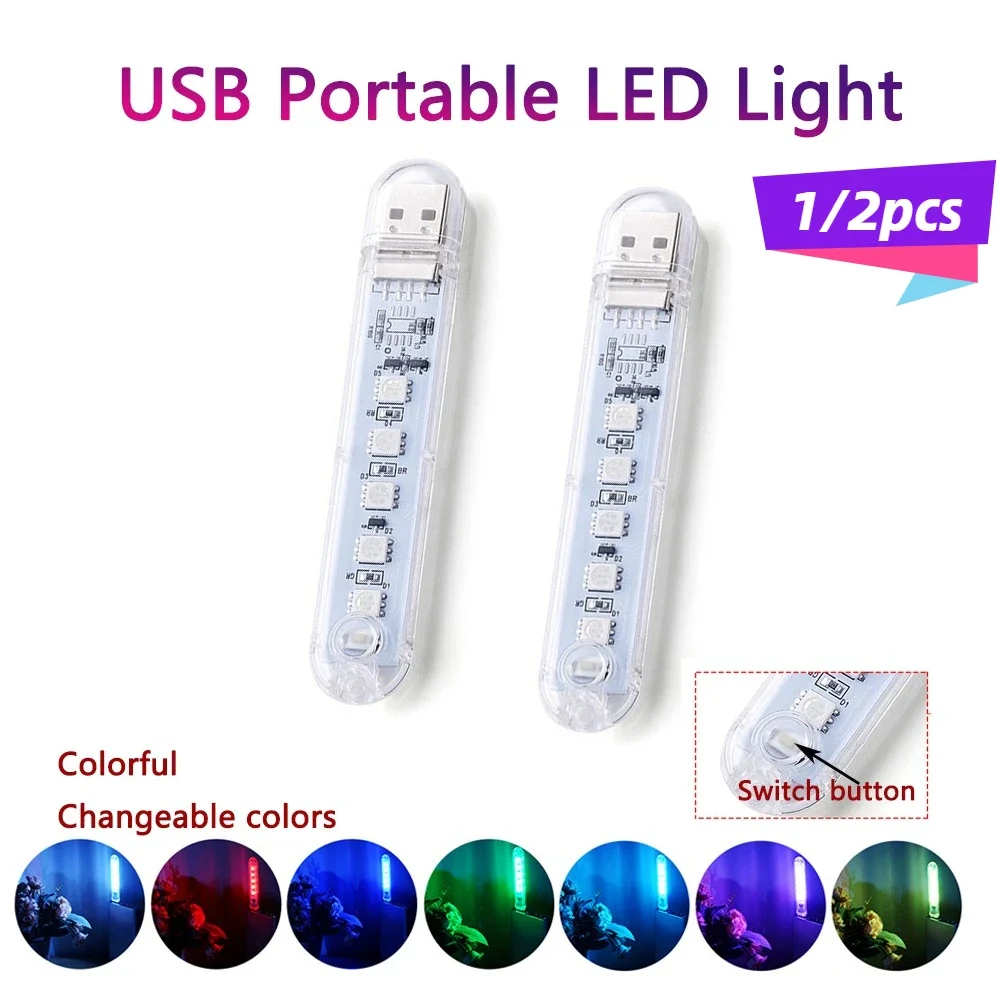 Touch Switch Mini USB Night Light  Charging LED Night  Lamp Colorful RGB Atmosphere Night Light Portable USB LED Flickering Lamp