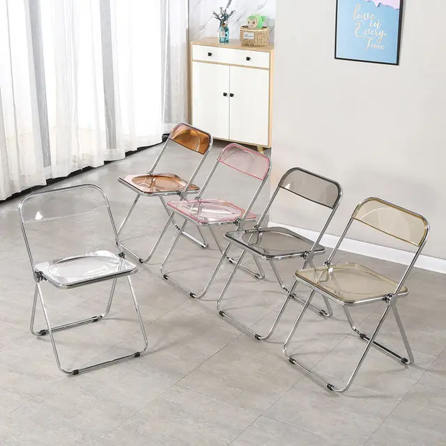 Ins Fashion Transparent Folding Chair Acrylic Dining Chair Makeup Photo Chair Clothing Store Chairs Home Furniture Dropshipping