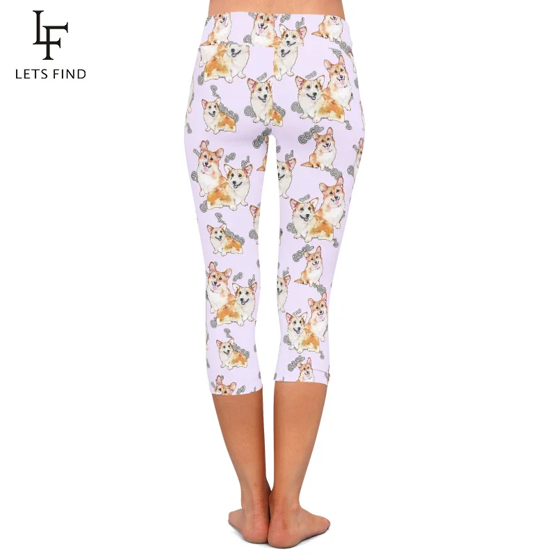 LETSFIND Summer New Arrival 3D Cute Animal Printing Corgis High Waist Fashion Fitness Capri Leggings Women Leggings