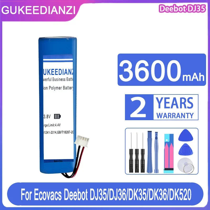 

GUKEEDIANZI Replacement Battery 3600mAh For Ecovacs Deebot DK36 DK520 DN520 DN55 DJ35 DJ36 DK35