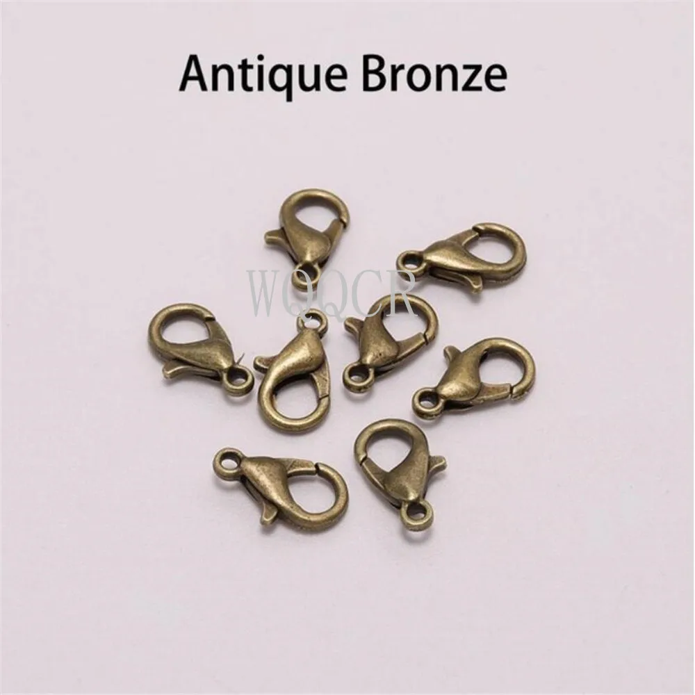 

50 PCS/lot 12*6mm Antique Bronze Alloy Lobster Clasp Hooks for Necklace and Bracelet Chain DIY Fashion Jewelry Discovery