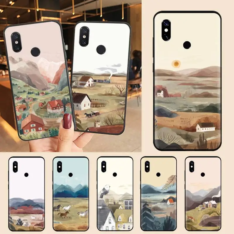 Pittura Ad Acquerello Paesaggio Illustrazione Arte Cassa Del Telefono Per Xiaomi Redmi Note 12 11 10 7 8 9 4G 5G T S I Ultra Poco X3 Pro