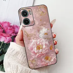 Cute Cat and Floral Design Silicone Phone Case - Fashionable Painted Back Cover and Bumper - Moto E15 (6046)