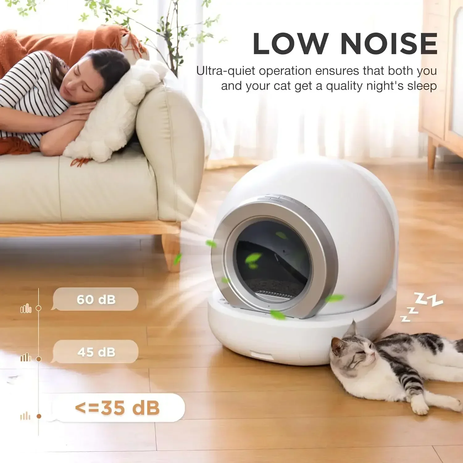 셀프 클리닝 고양이 화장실, 앱 제어 2.4GHz Wi-Fi 지원 대형 자동 고양이 화장실
