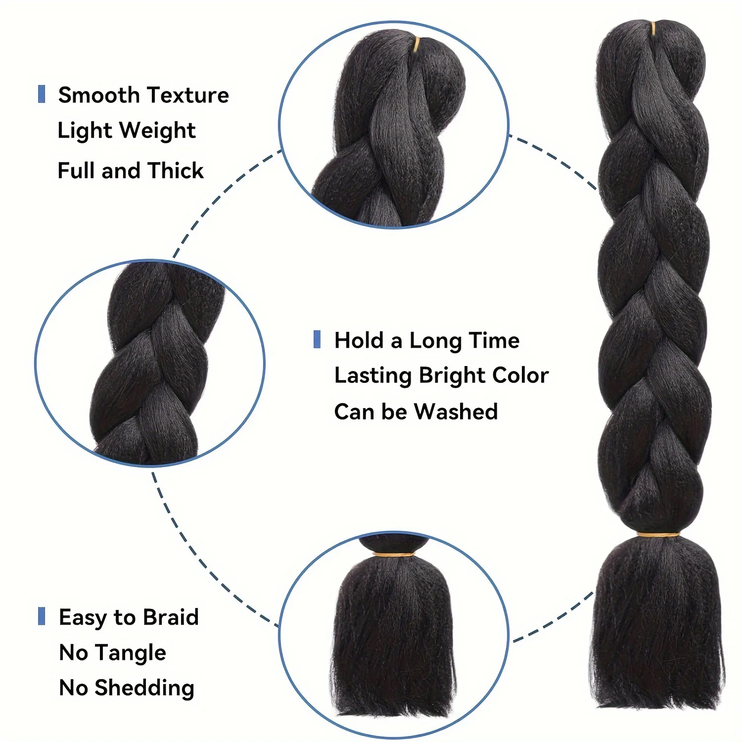 5PCS Jumbo African Braiding Hair Extensions Synthetic Fiber Crochet Braids Wig for Women DIY Party Daily Use Halloween Christmas 2