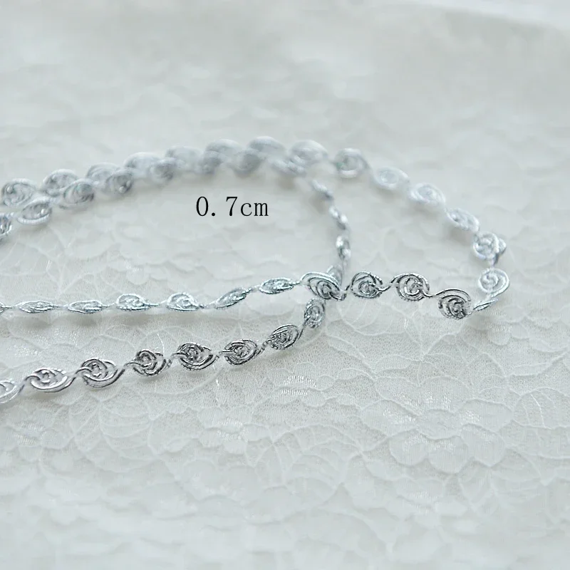 5M 실버 골드 리본 스레드 원형 레이스 트림 레이스 패브릭 바느질 지네 땋은 레이스 웨딩 공예 DIY 의류 액세서리