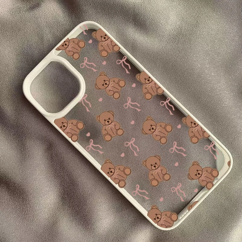 Charming Teddy Bear Bowknot Phone Case - Adorable Design with Enhanced Protection