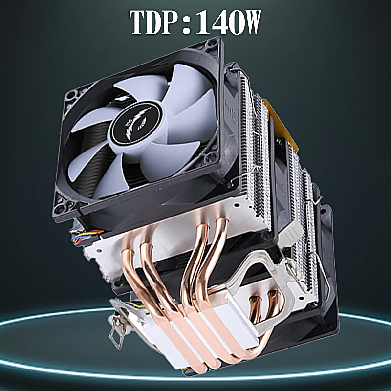 Qiuzaim Pc Processor Cpu Cooler Dual Tower 4 Heat Pipe Pwm Fan Installazione Lga115X 1200 1700 1366 Amd 2011X79X99 E5 I3 I5 I7 E3