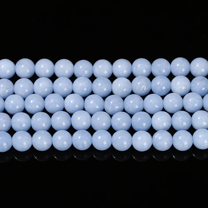 Wholesale 6 8 10mm Natural Angelite Stone Bead Round Loose Spacer For Jewelry Making Diy Necklace Bracelet Accessory Finding 15" 2