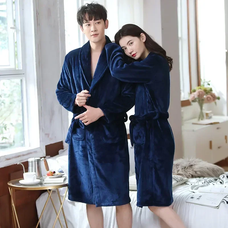 

Dress Warm Lovers Long Super Male Fleece Dressing Women Soft Mens Robes Flannel Gown And Coral Men for Bathrobe