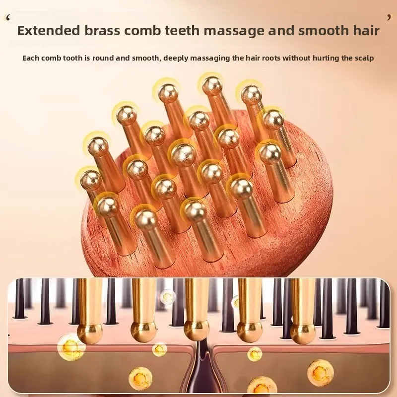 Brass Meridian Comb for Head Scalp Massage Liver  Meridian Body Gua Sha Therapy Head Neck Leg Massage Tool