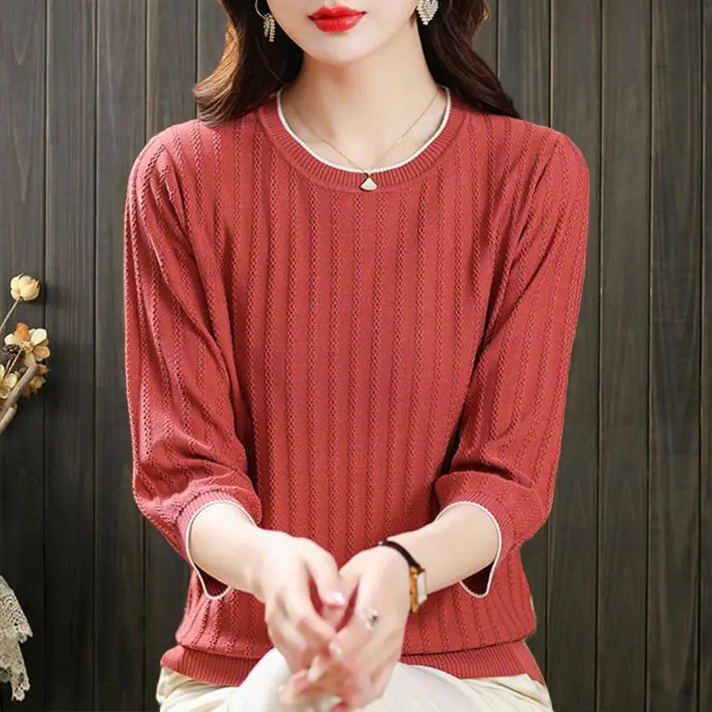 Koreon Fashion Women Knit T-shirt Spring Summer Basic Female Clothing Half Sleeve Solid V-neck Casual Bottoming Pullover Tops