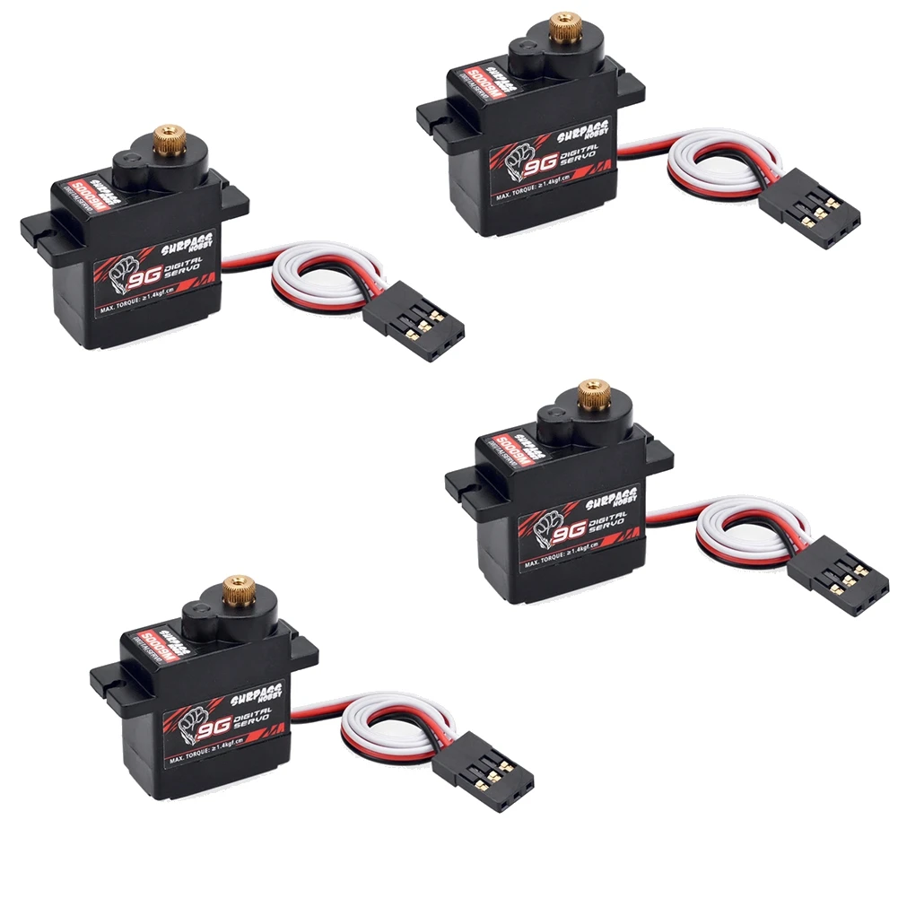SURPASS HOBBY 4PCS S0009M 9G Digital Servos Metal Gear Servo 1.4KG Steering Gear for RC Cars Parts Airplane Boat Ship Plane