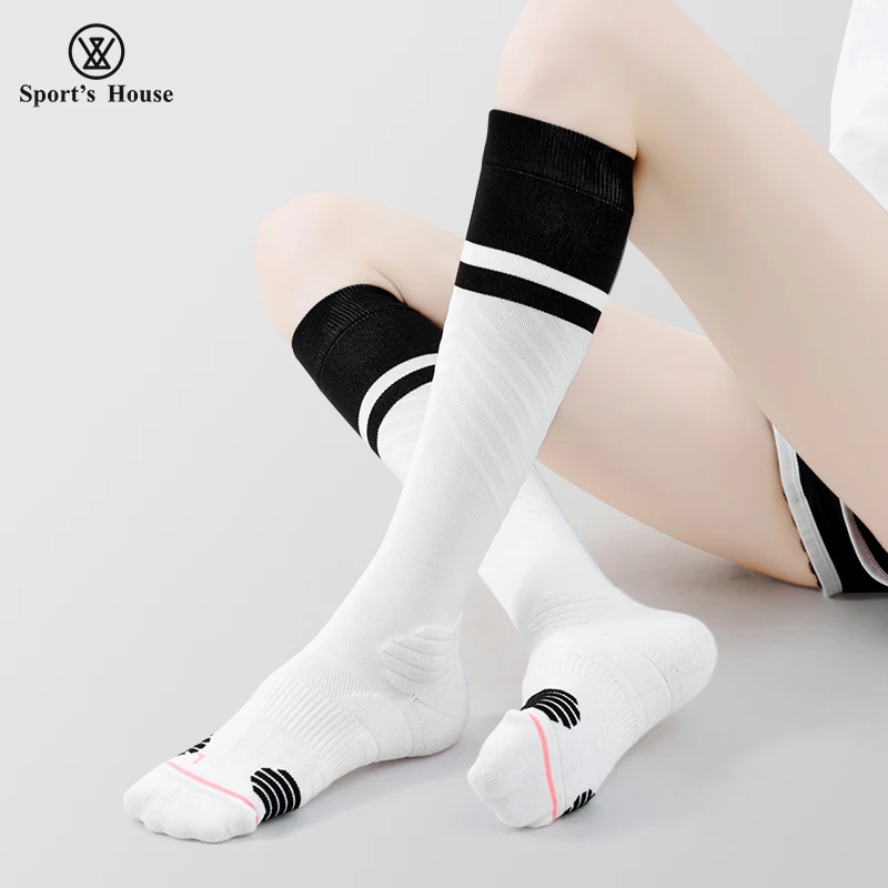SPORT'S HOUSE Spring/summer thin high tube pressure socks for women Towel bottom non-slip yoga gymnastics cycling socks